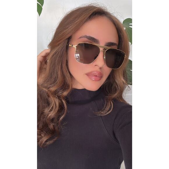 NEW Gucci GG1164S Squared Gold Aviator Unisex Sunglasses - Picture 2 of 10